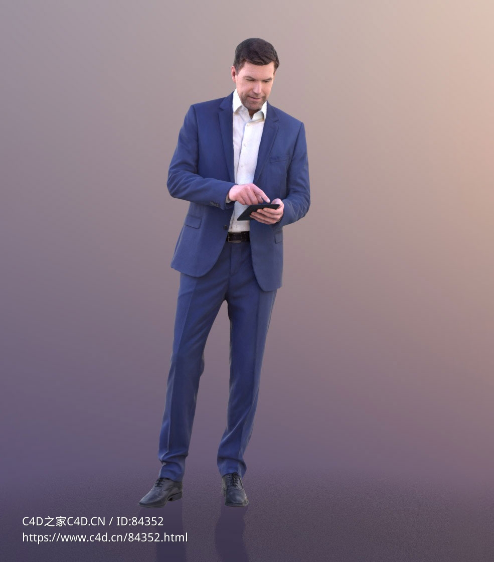 三维扫描写实人物穿西装触摸手机站立的国外男人 - C4D之家 - 273.jpg