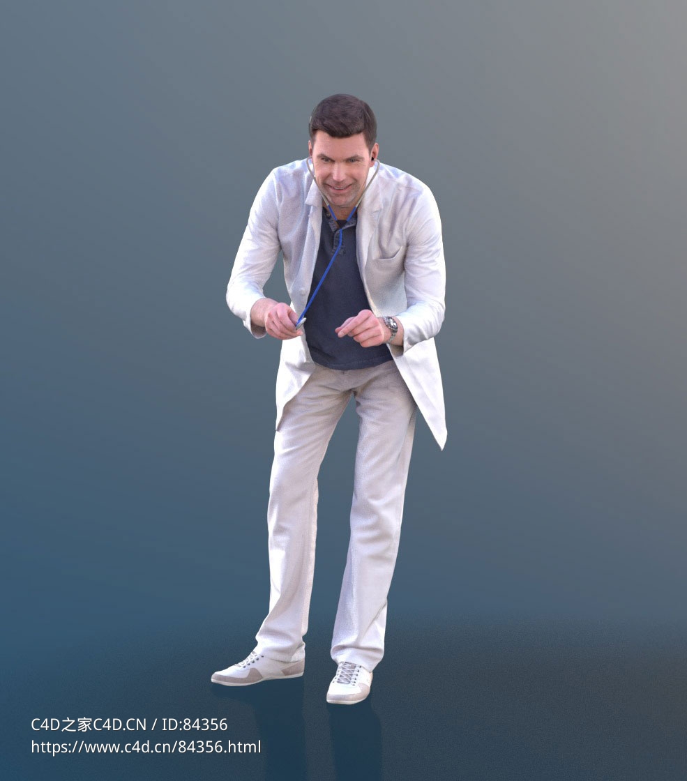 三维扫描写实人物国外男医生弯腰听诊 - C4D之家 - 277.jpg
