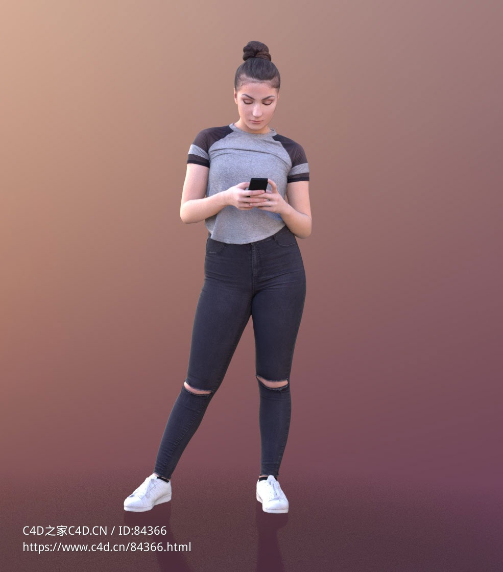 三维扫描写实人物站着玩手机的国外女人 - C4D之家 - 287.jpg
