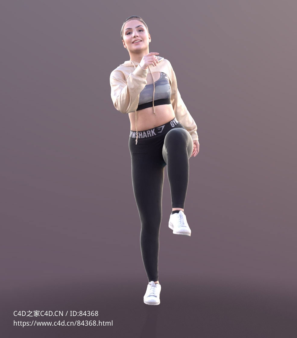 三维扫描写实人物抬腿锻炼健身的国外女人 - C4D之家 - 289.jpg
