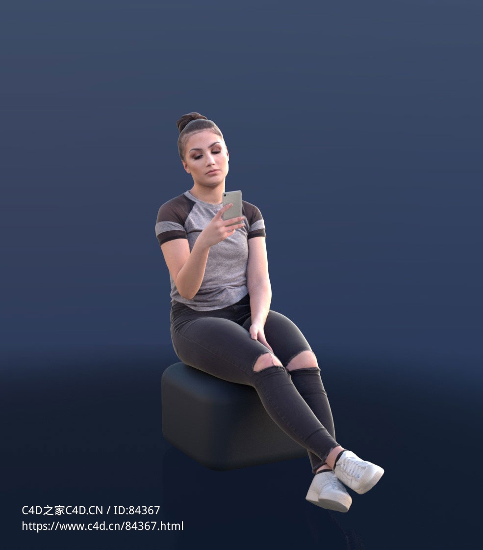 三维扫描写实人物坐着玩手机的国外女人 - C4D之家 - 288.jpg
