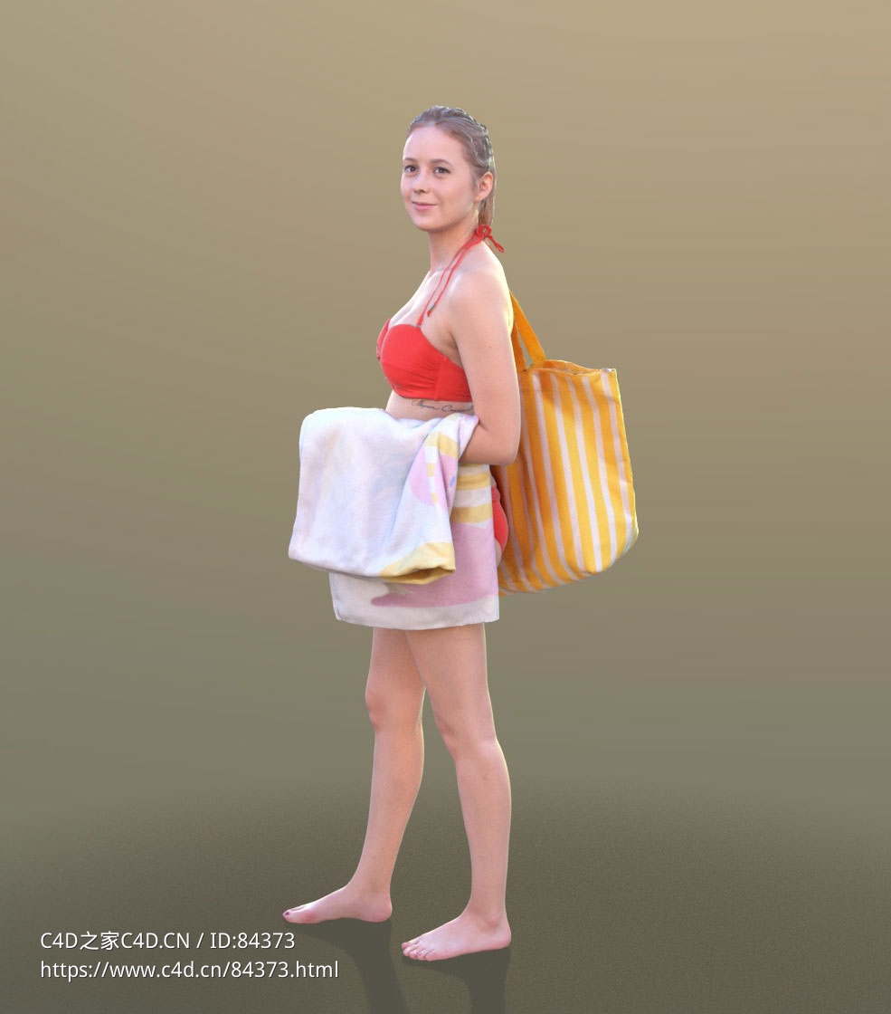 三维扫描写实人物背挎包穿红色比基尼的国外女人 - C4D之家 - 294.jpg