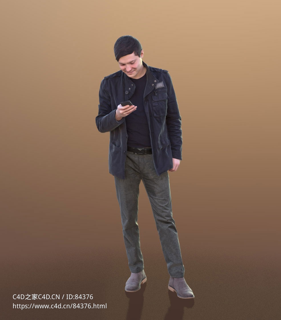 三维扫描写实人物低头拔打电话的国外男人 - C4D之家 - 297.jpg