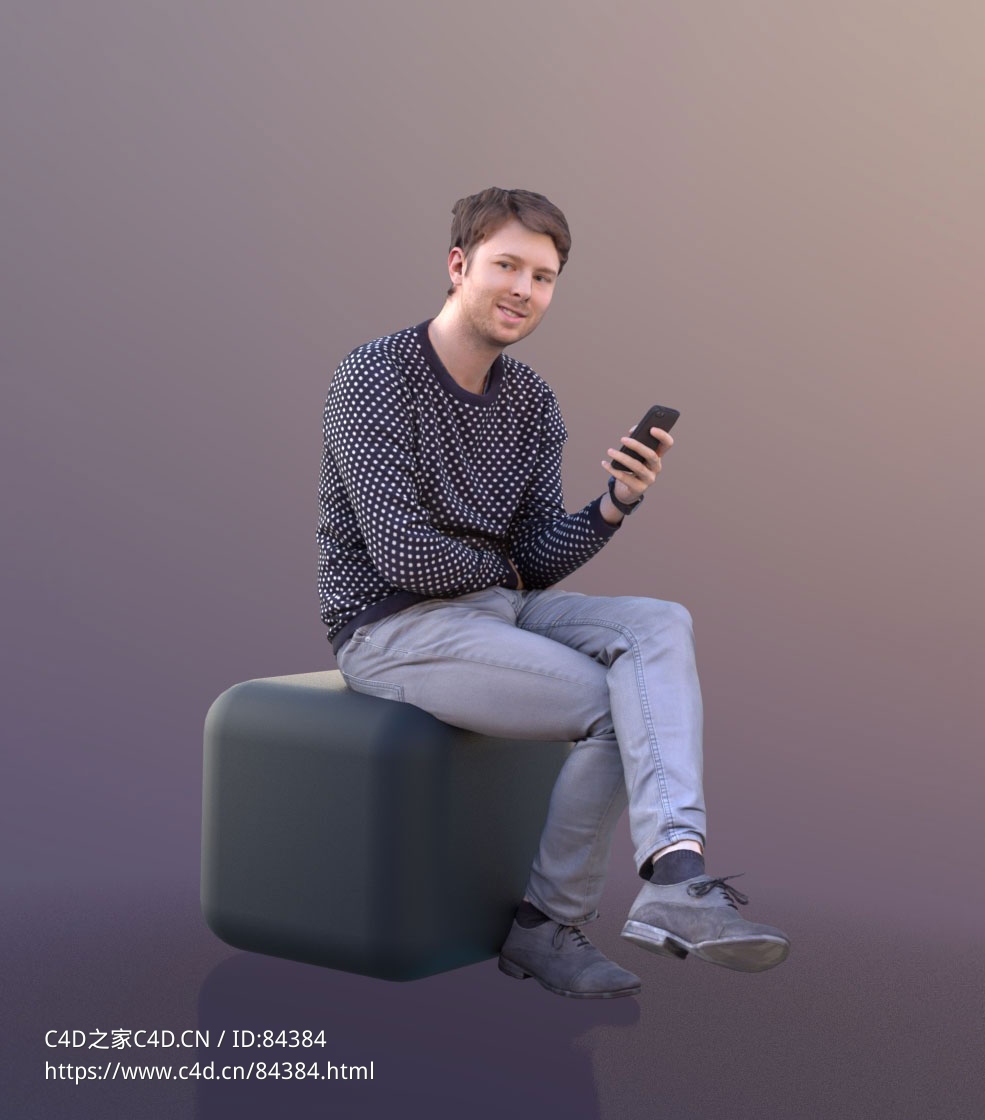 三维扫描写实人物坐着玩手机的国外男人 - C4D之家 - 305.jpg