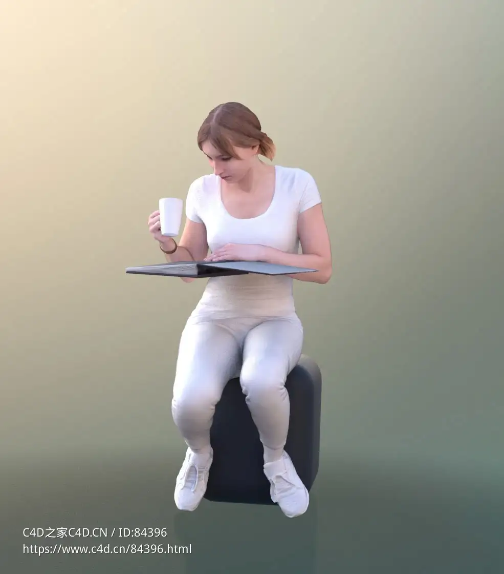 三维扫描写实人物坐着查阅文档的国外女孩 - C4D之家 - 317.jpg