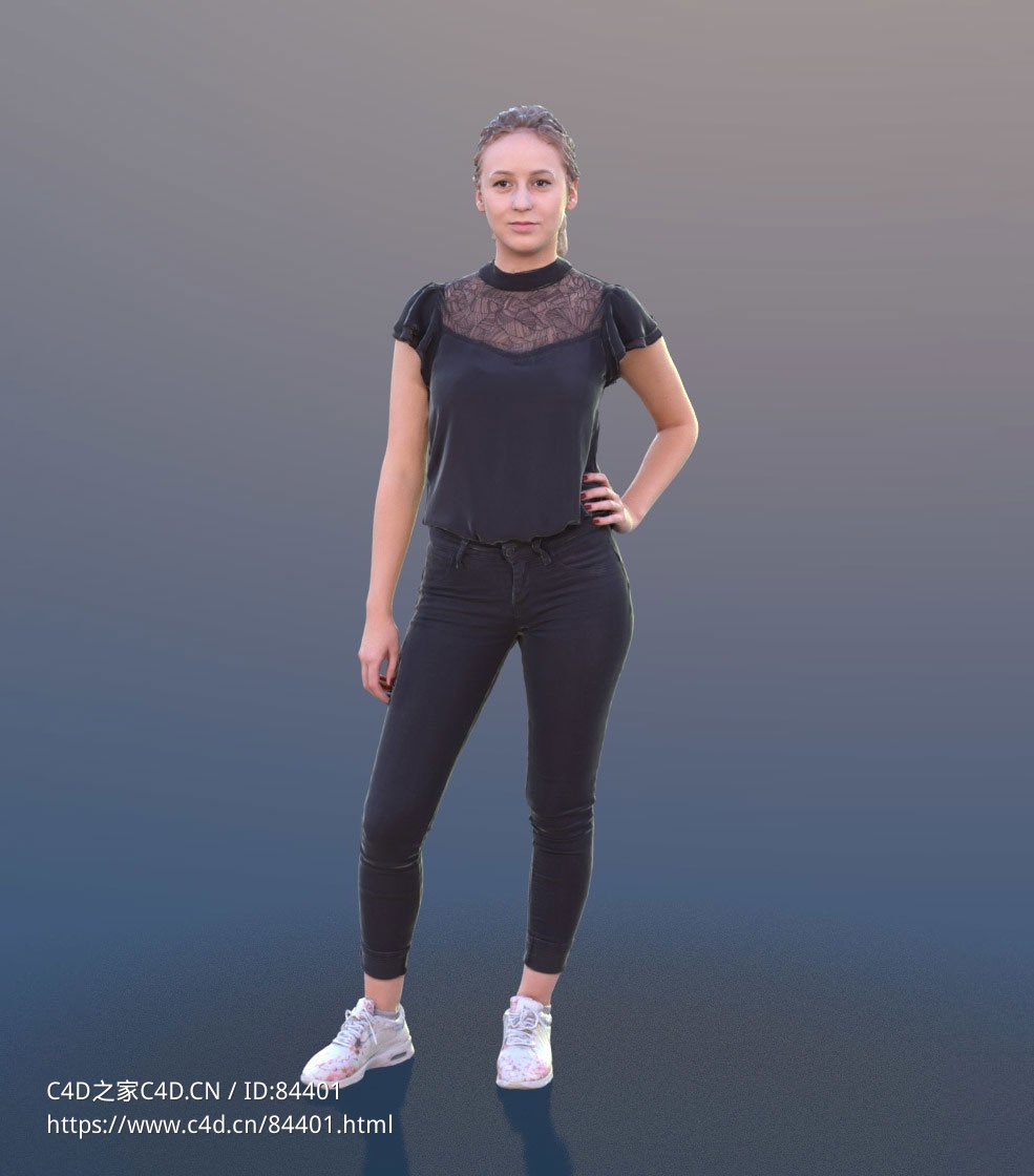 三维扫描写实人物单手叉腰站着的国外女孩 - C4D之家 - 322.jpg