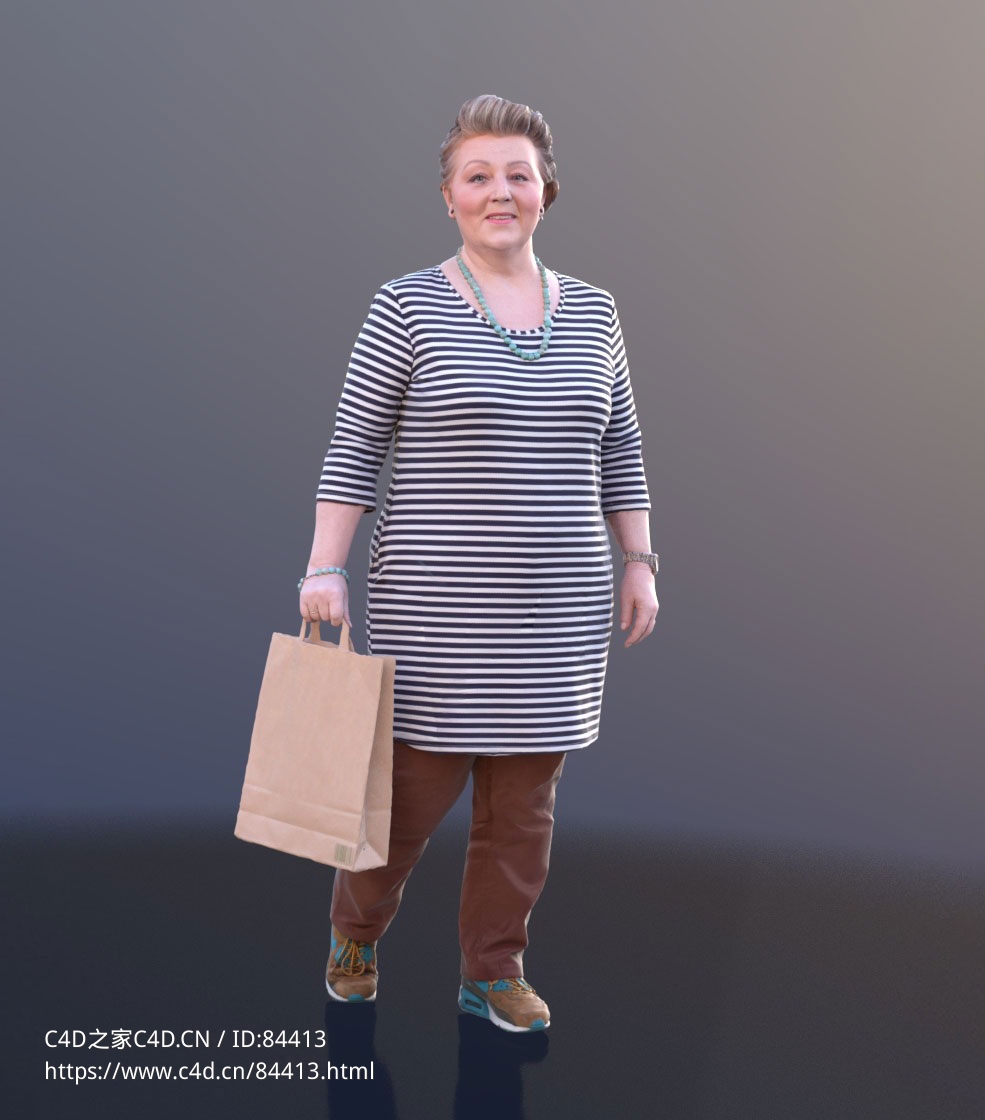三维扫描写实人物提纸袋行走的国外大妈 - C4D之家 - 334.jpg