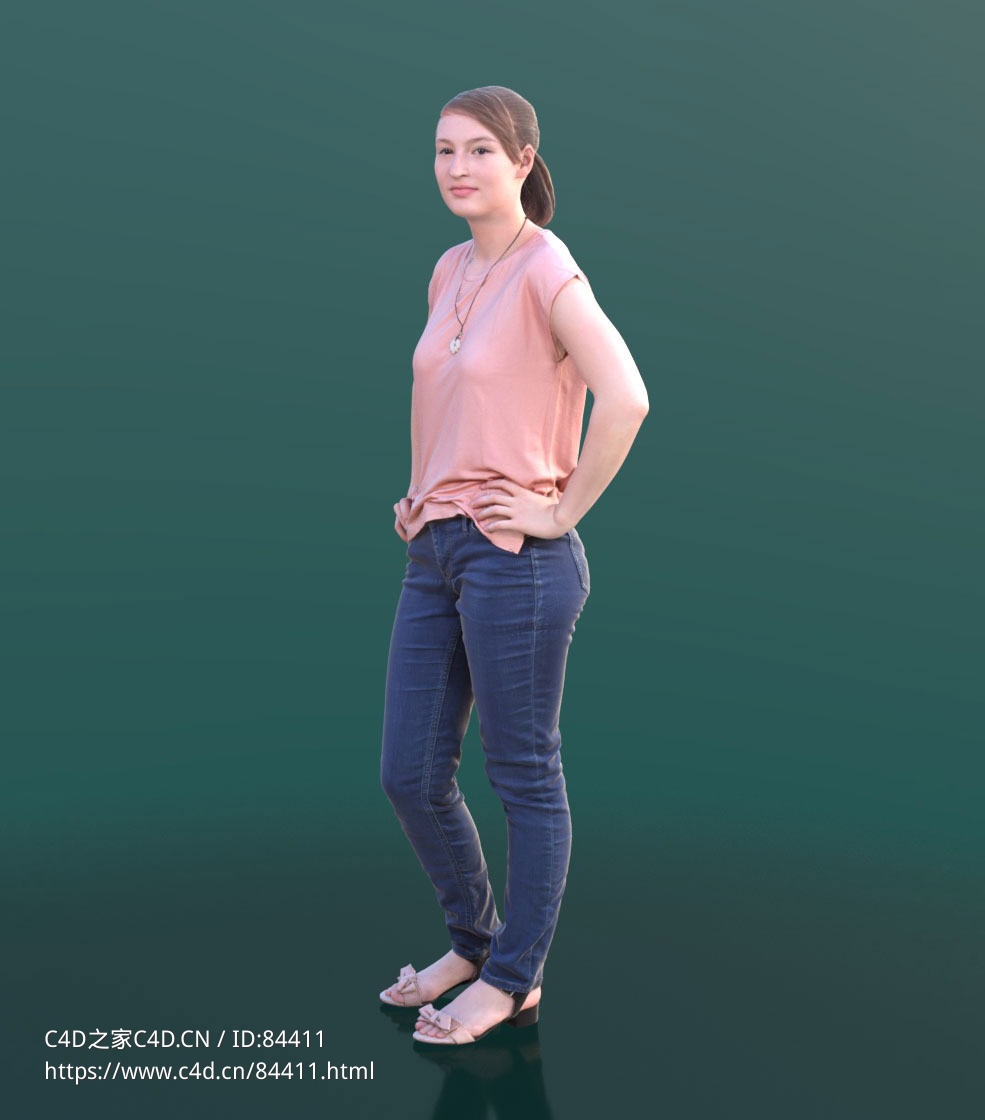 三维扫描写实人物叉腰扭头看的国外女孩 - C4D之家 - 332.jpg
