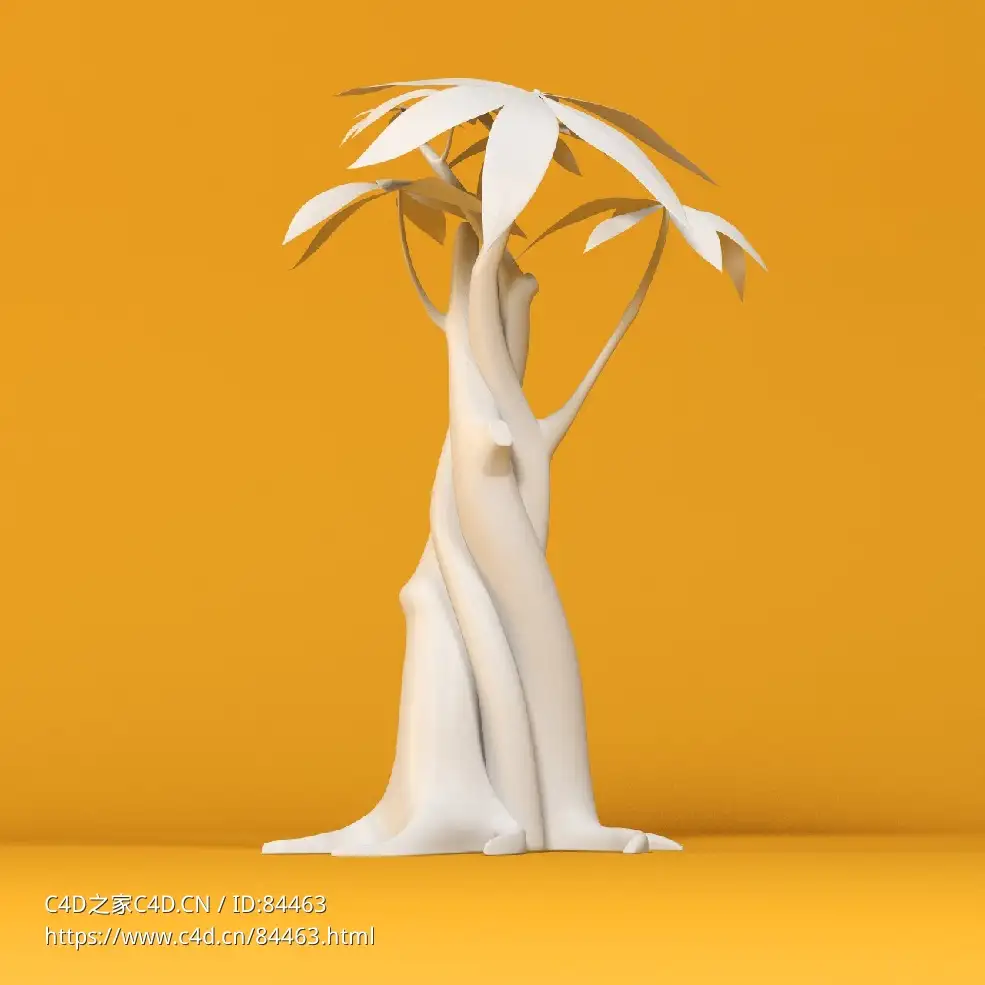 低面卡通发财树图标模型twister tree