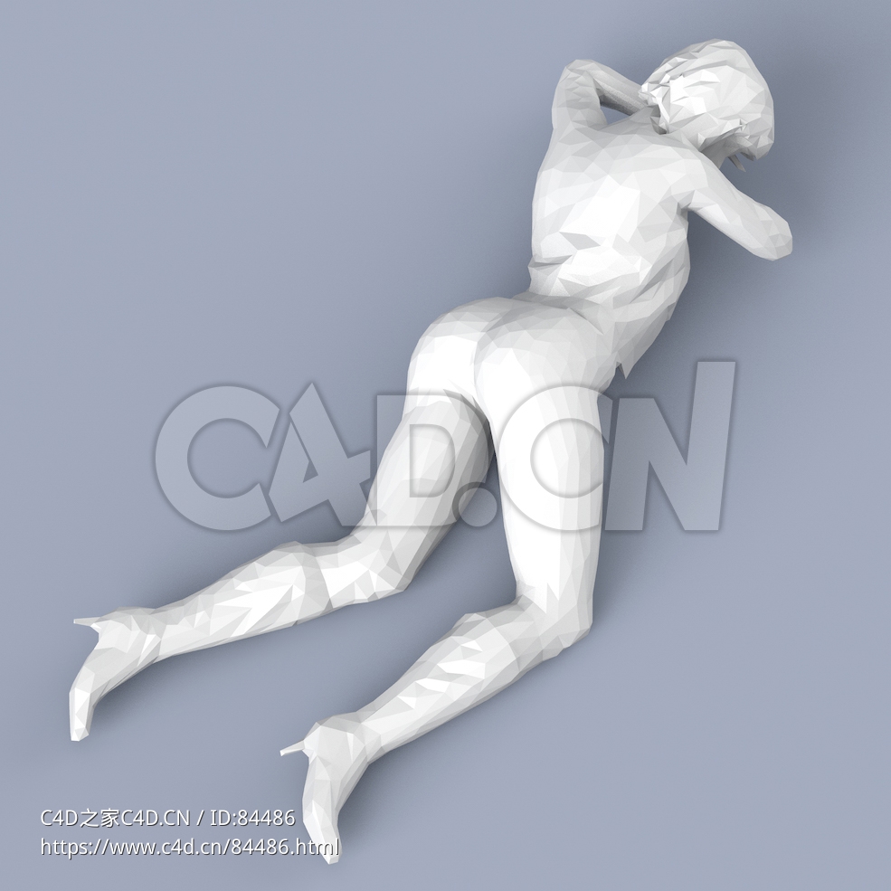 低面多边形卡通人物爬地上的女性模型 - C4D之家 - 181.jpg
