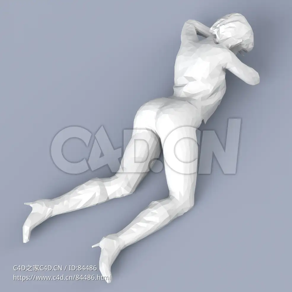 低面多边形卡通人物爬地上的女性模型 - C4D之家 - 181.jpg