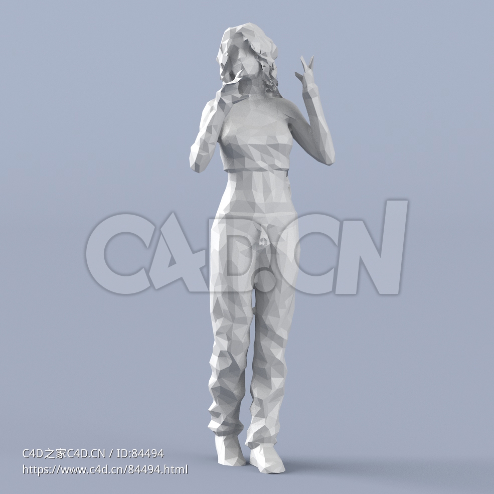 低面多边形卡通人物演讲的女孩模型 - C4D之家 - 189.jpg