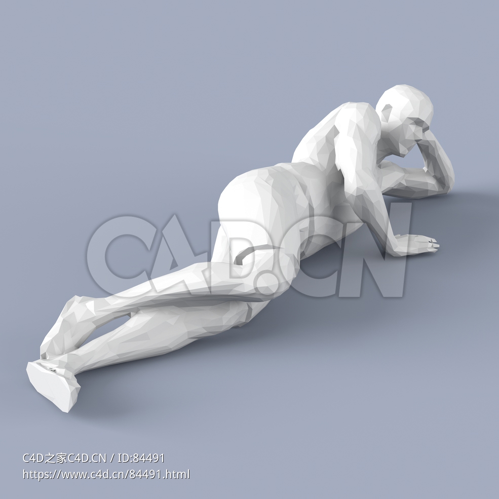低面多边形卡通人物托头侧躺的男性模型 - C4D之家 - 186.jpg
