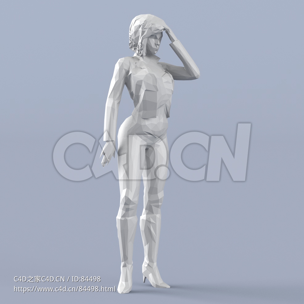 低面多边形卡通人物站立的女性模型 - C4D之家 - 193.jpg