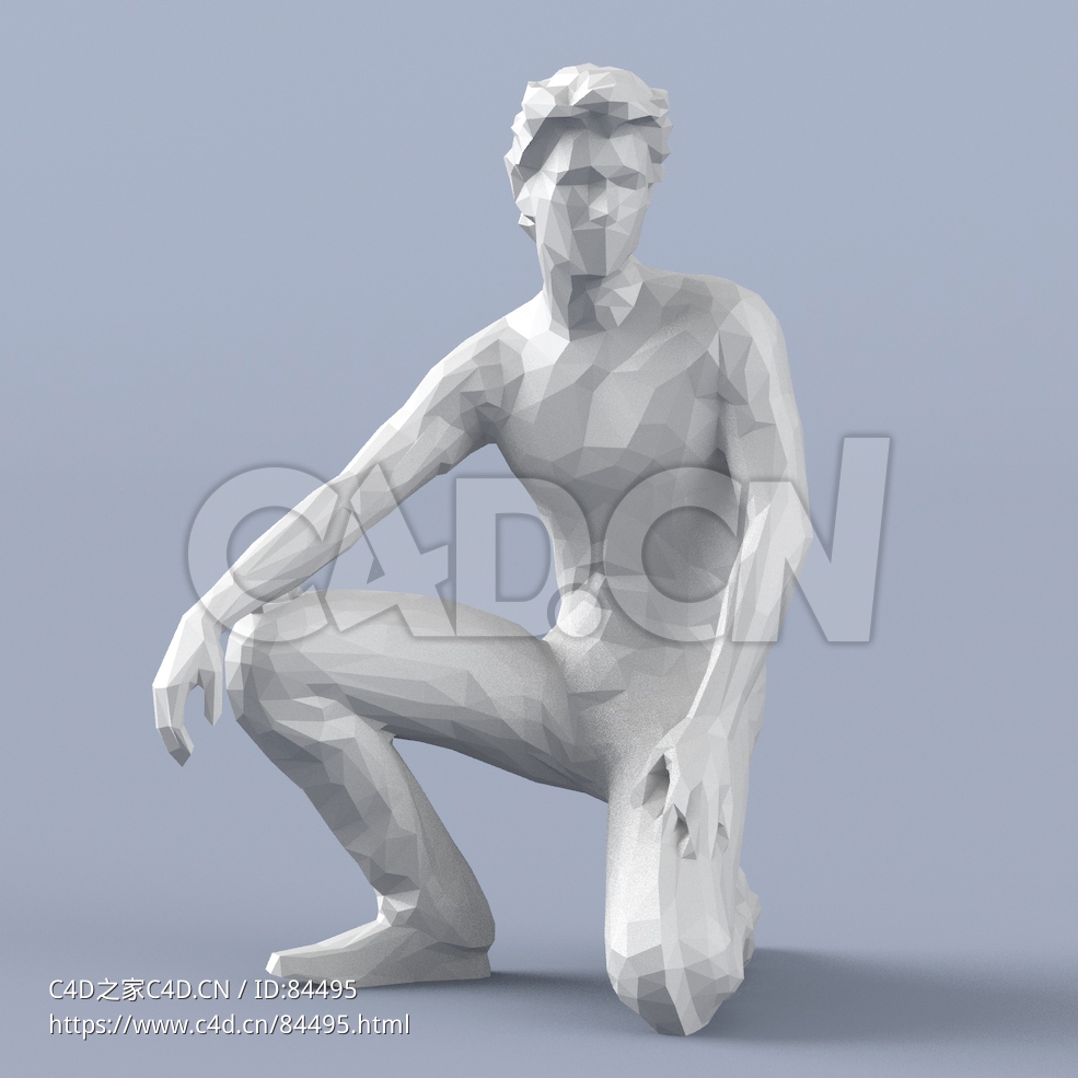 低面多边形卡通人物单膝跪地的男人模型 - C4D之家 - 190.jpg