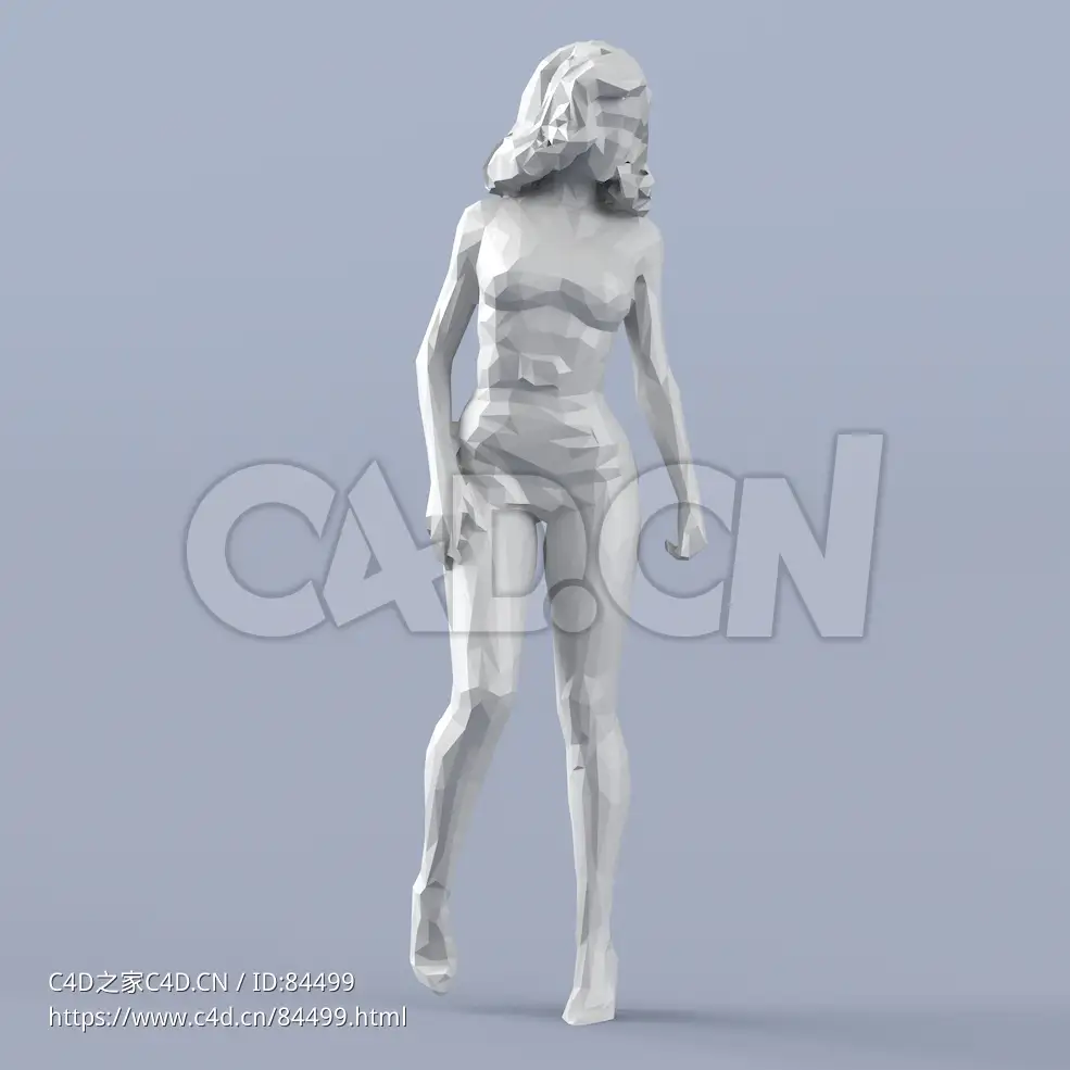 低面多边形卡通人物仰头的女人模型 - C4D之家 - 194.jpg