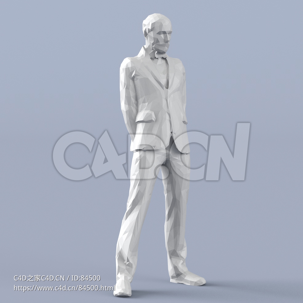 低面多边形卡通人物站立的女人模型 - C4D之家 - 195.jpg