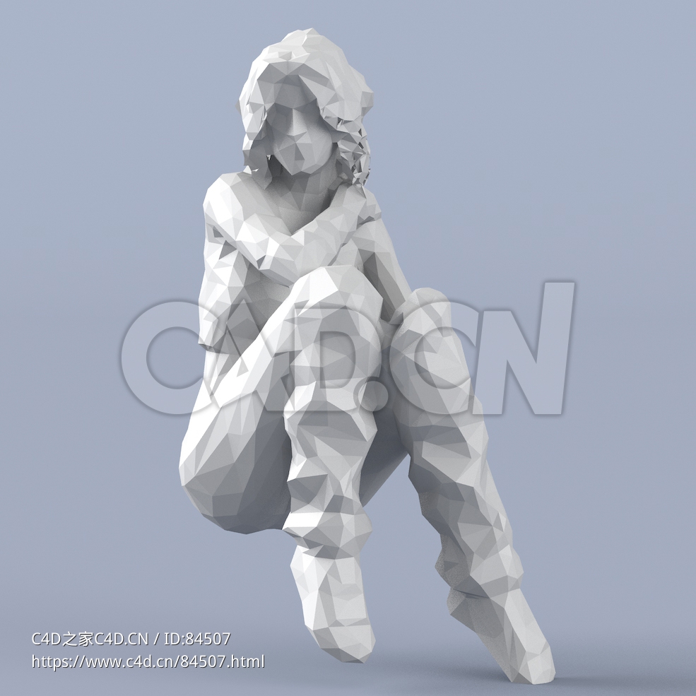 低面多边形卡通人物坐着的女人模型 - C4D之家 - 202.jpg