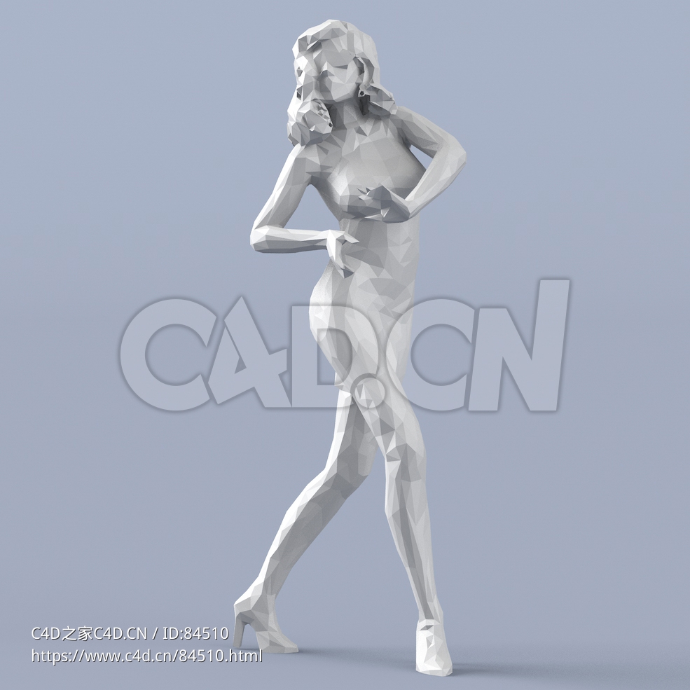 低面多边形卡通人物扭曲拒绝的女人身姿模型 - C4D之家 - 205.jpg