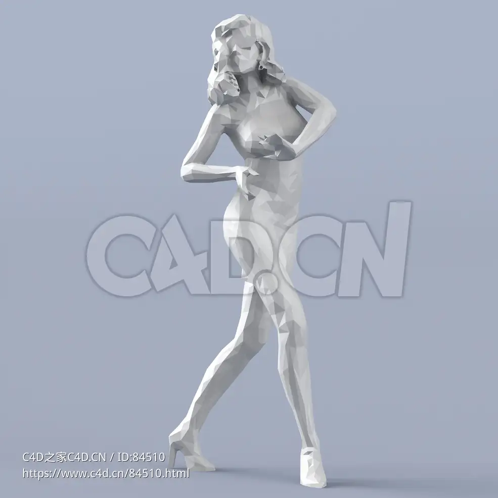 低面多边形卡通人物扭曲拒绝的女人身姿模型 - C4D之家 - 205.jpg
