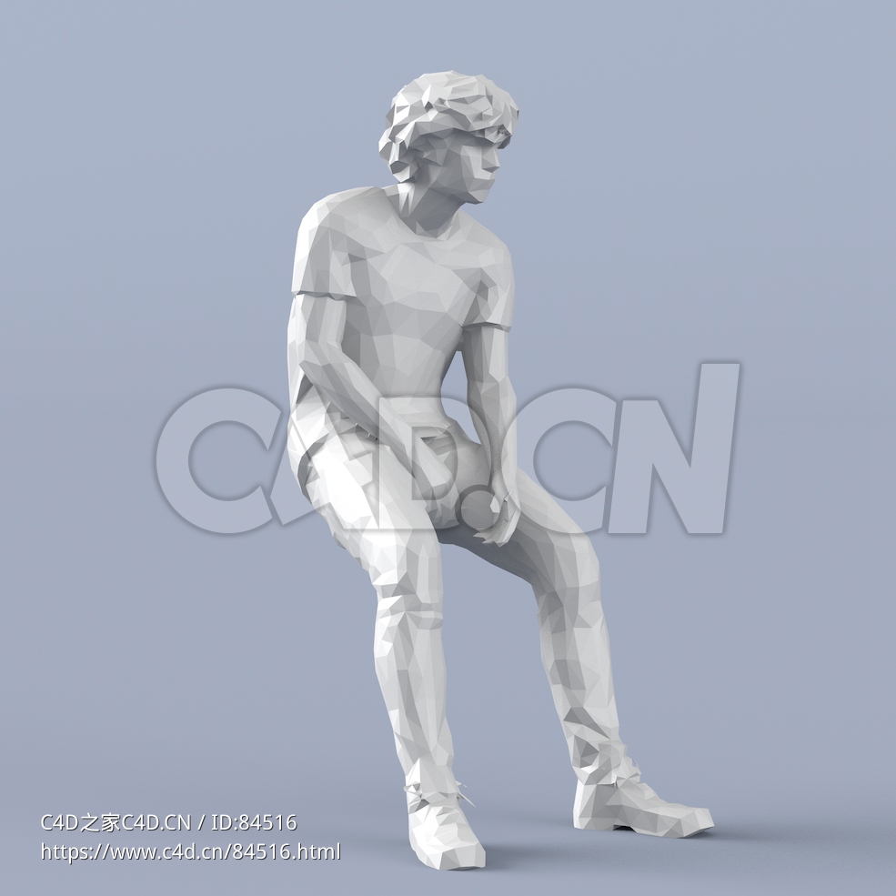 低面多边形卡通人物坐着的男孩模型 - C4D之家 - 211.jpg