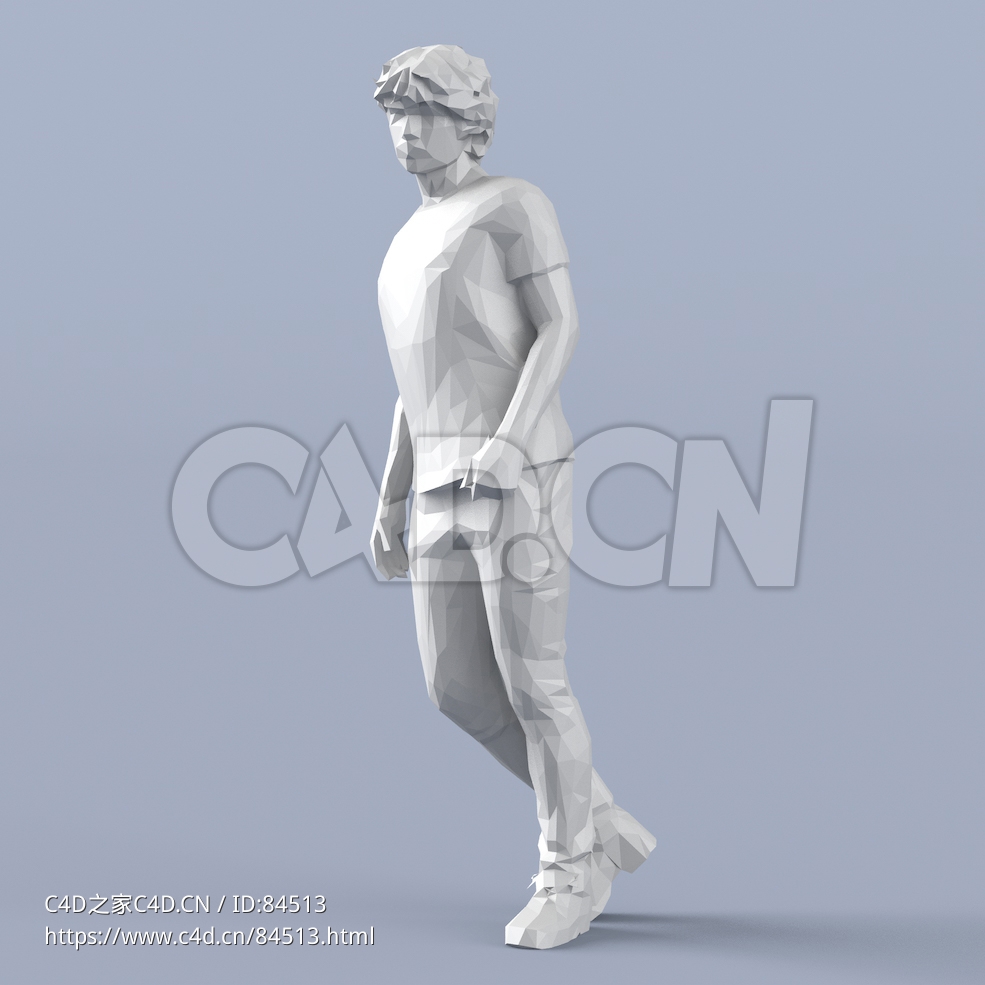 低面多边形卡通人物走路的男孩模型 - C4D之家 - 208.jpg