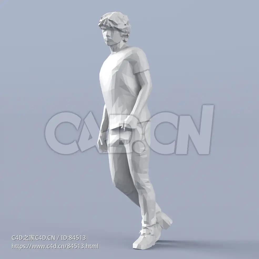 低面多边形卡通人物走路的男孩模型 - C4D之家 - 208.jpg