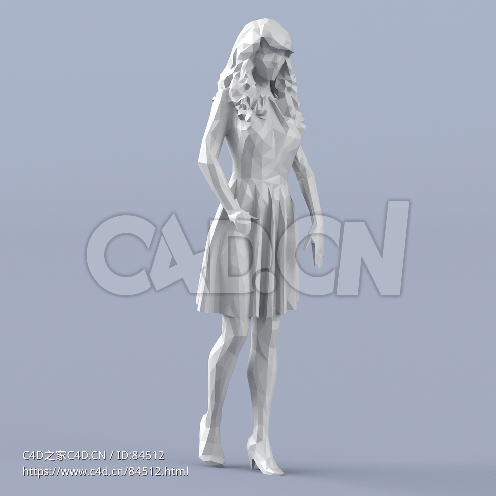 低面多边形卡通人物走路的女孩模型 - C4D之家 - 207.jpg