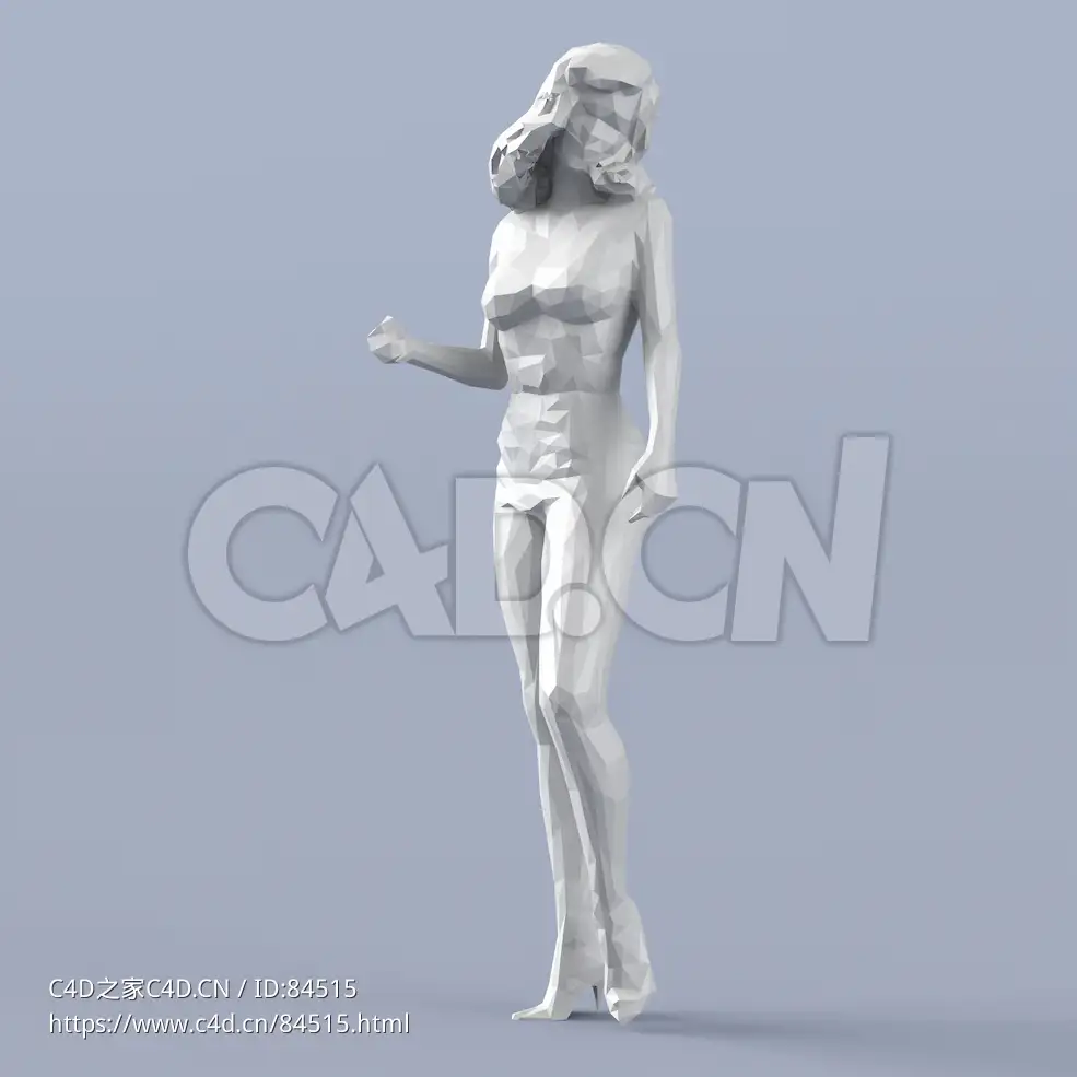 低面多边形卡通人物站着的女人模型 - C4D之家 - 210.jpg