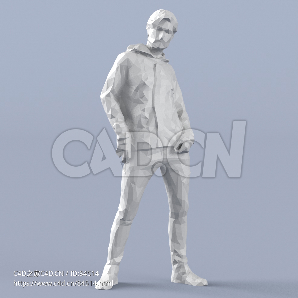 低面多边形卡通人物站立的男人模型 - C4D之家 - 209.jpg