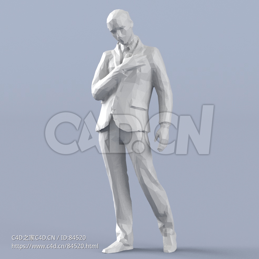 低面多边形卡通人物右手放胸前站立的男人模型 - C4D之家 - 215.jpg