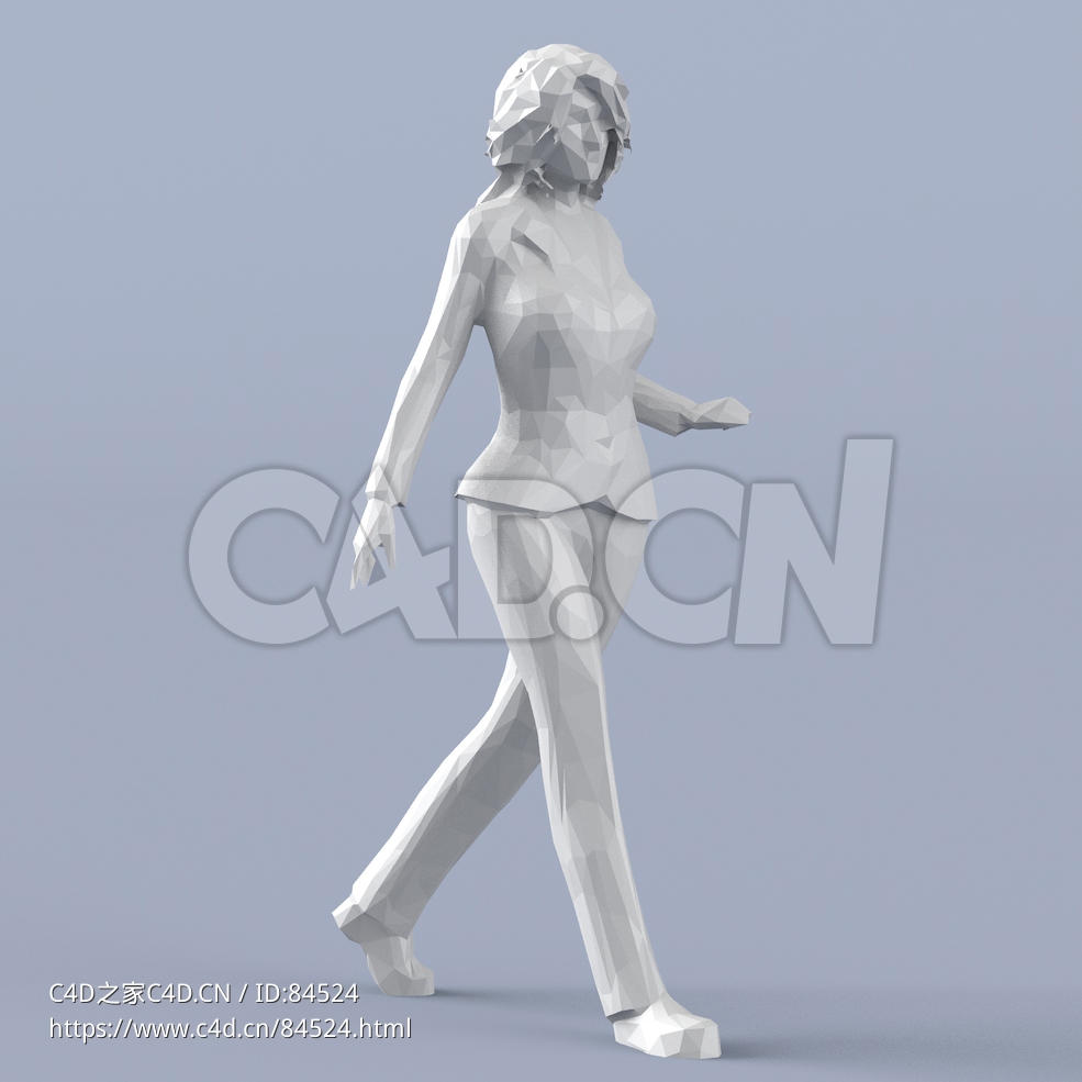低面多边形卡通人物行走中的女性模型 - C4D之家 - 219.jpg