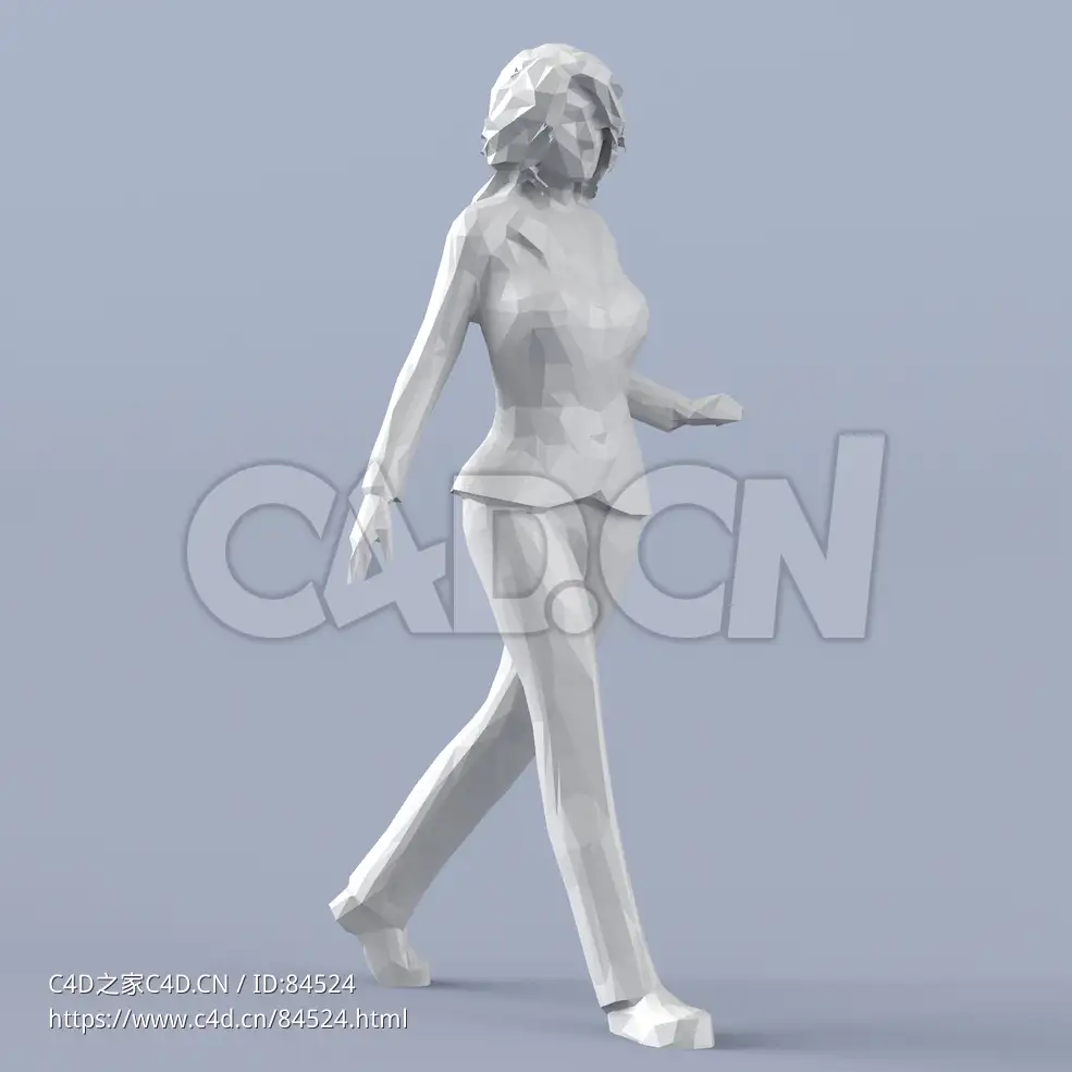 低面多边形卡通人物行走中的女性模型 - C4D之家 - 219.jpg