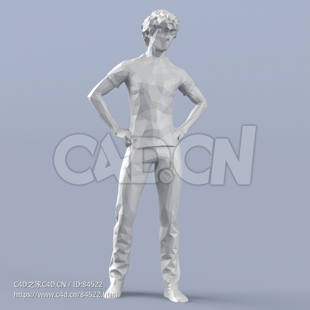 低面多边形卡通人物双手叉腰站立的男孩模型 - C4D之家 - 217.jpg