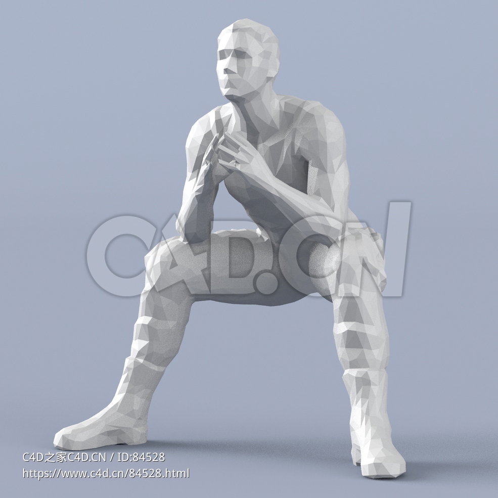 低面多边形卡通人物坐着交流对话的男人模型 - C4D之家 - 223.jpg