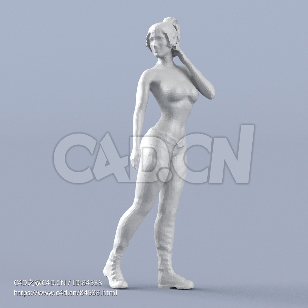 低面多边形卡通人物扭头看的女人模型 - C4D之家 - 233.jpg