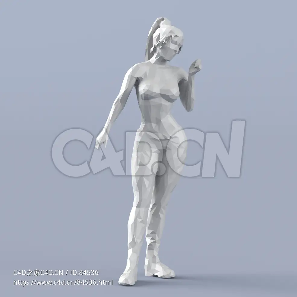 低面多边形卡通人物站着的年轻女孩模型 - C4D之家 - 231.jpg