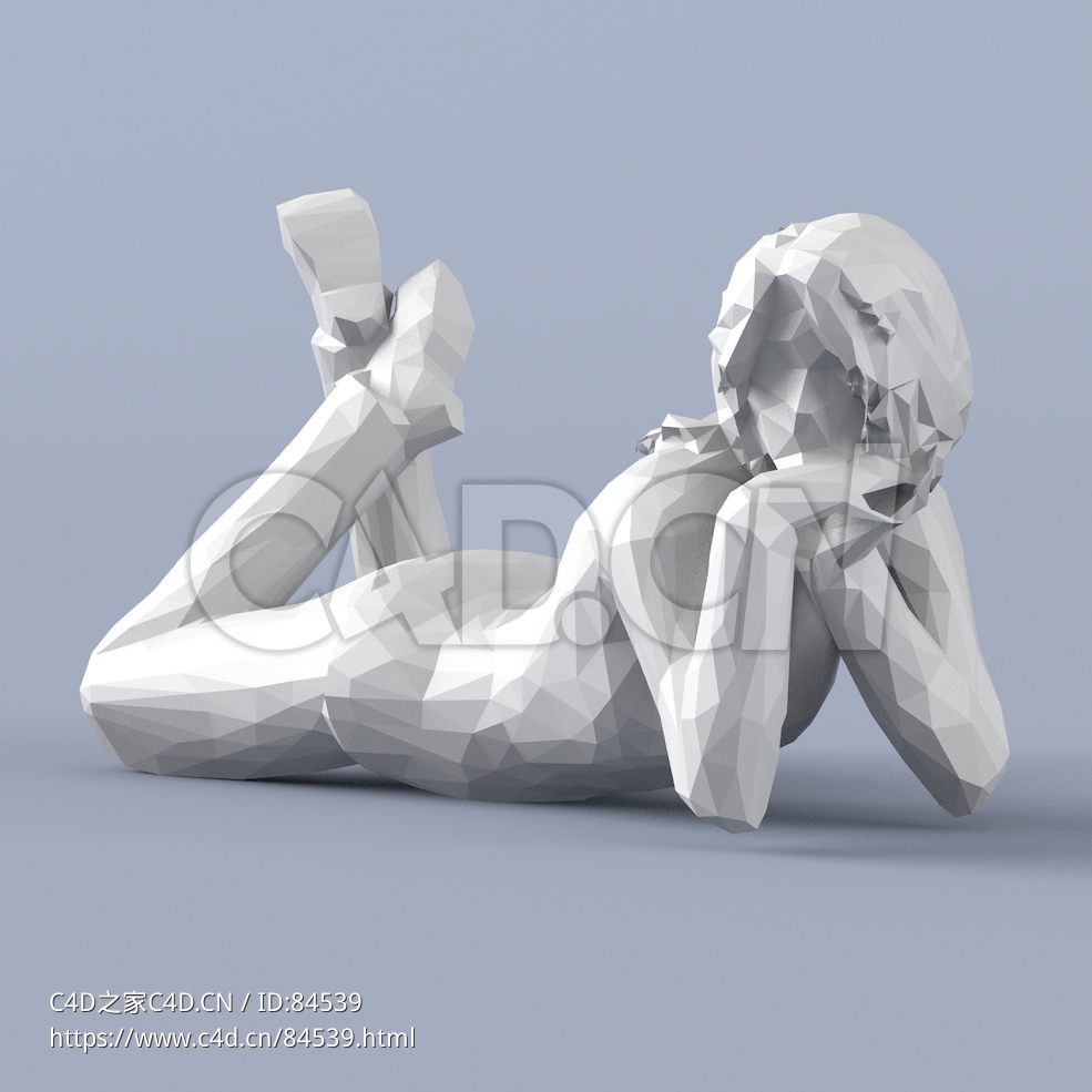 低面多边形卡通人物爬着观看的女人模型 - C4D之家 - 234.jpg