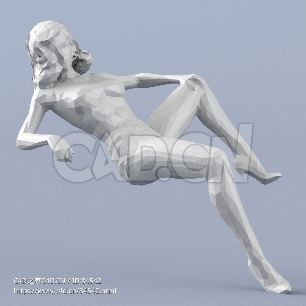 低面多边形卡通人物后躺的女人模型 - C4D之家 - 237.jpg