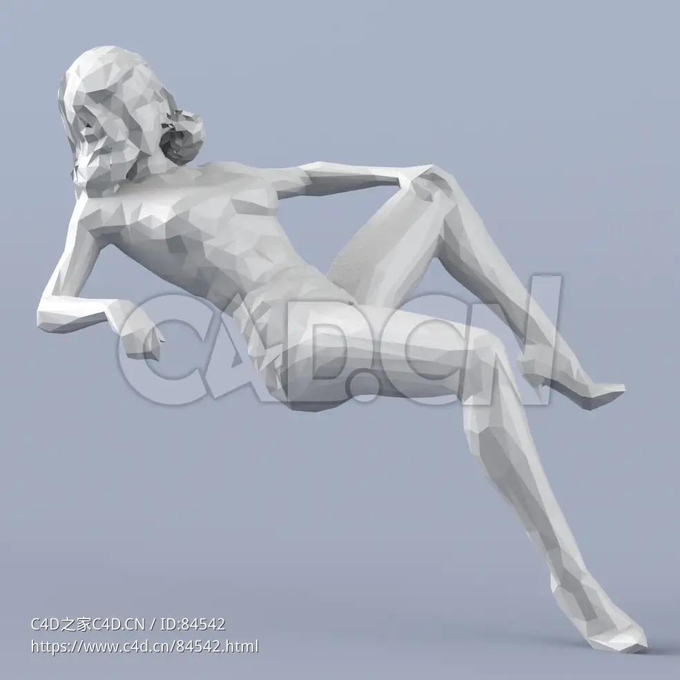 低面多边形卡通人物后躺的女人模型 - C4D之家 - 237.jpg