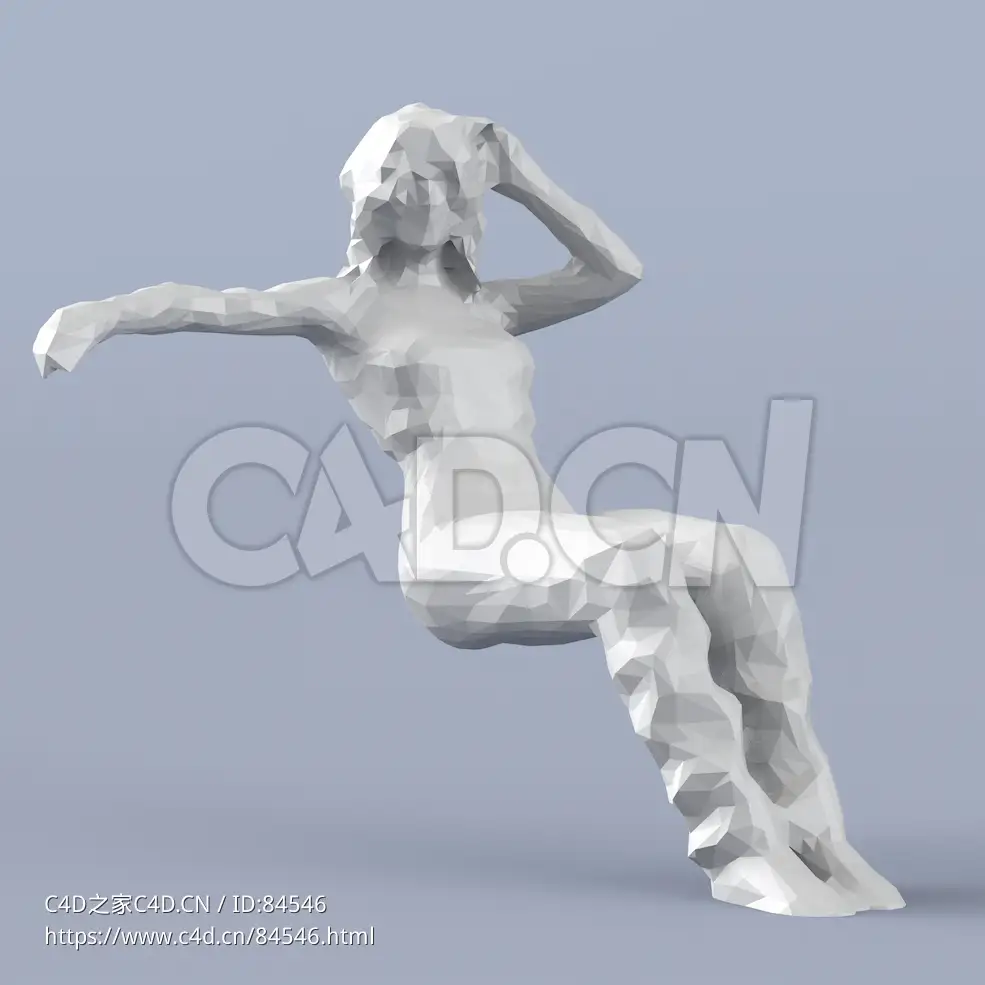 低面多边形卡通人物坐着的中年女人模型 - C4D之家 - 241.jpg