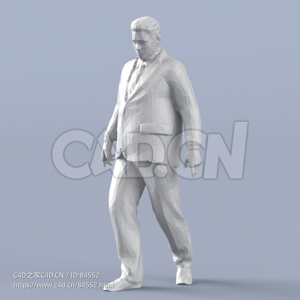 低面多边形卡通人物穿西装走路的中年男人模型 - C4D之家 - 247.jpg