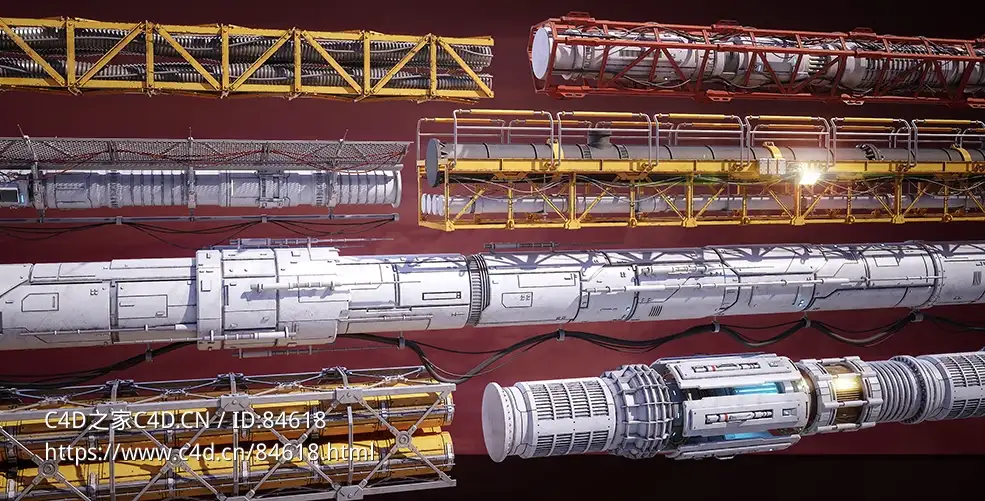 7组科幻线路管道电缆铁架模型合集Rex Hsu - Sci-Fi Tubes Cables Kitbash Vol-03