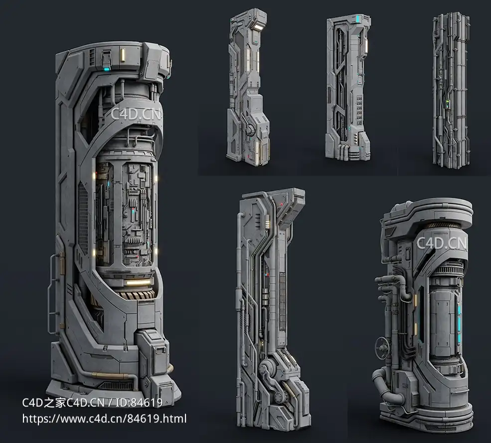 六组科幻风格立柱科幻世界的基石Rex Hsu - Sci-Fi Parts Kit Pack vol 02