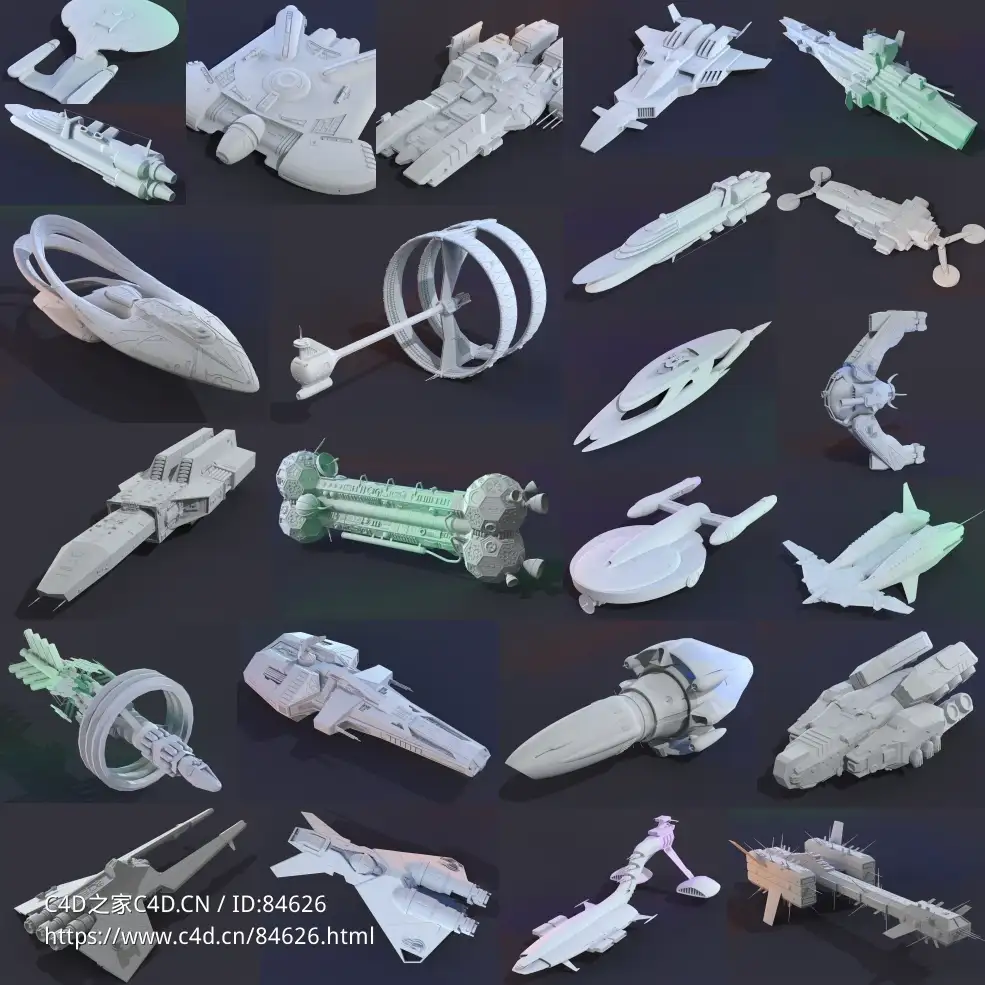 24个科幻航天飞行器飞船空间站模型合集