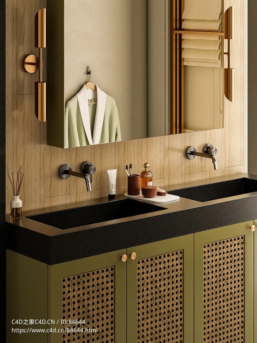 现代卫生间浴室C4D OC室内模型Bathroom