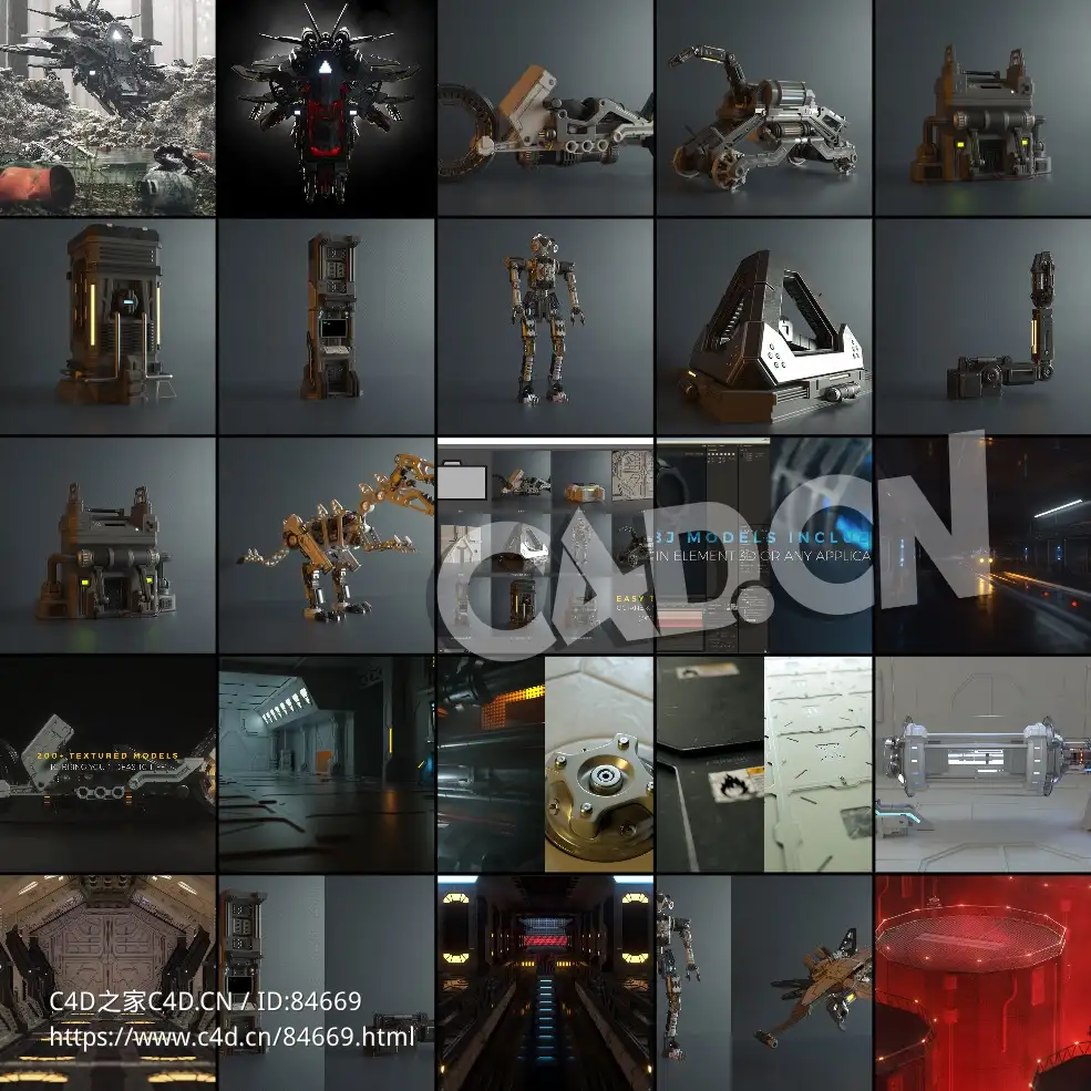 200+科幻硬表面机械拼装元素模型预设The Ultimate Kitbash Pack Hard Surfaces - C4D之家 - puzzle.jpg