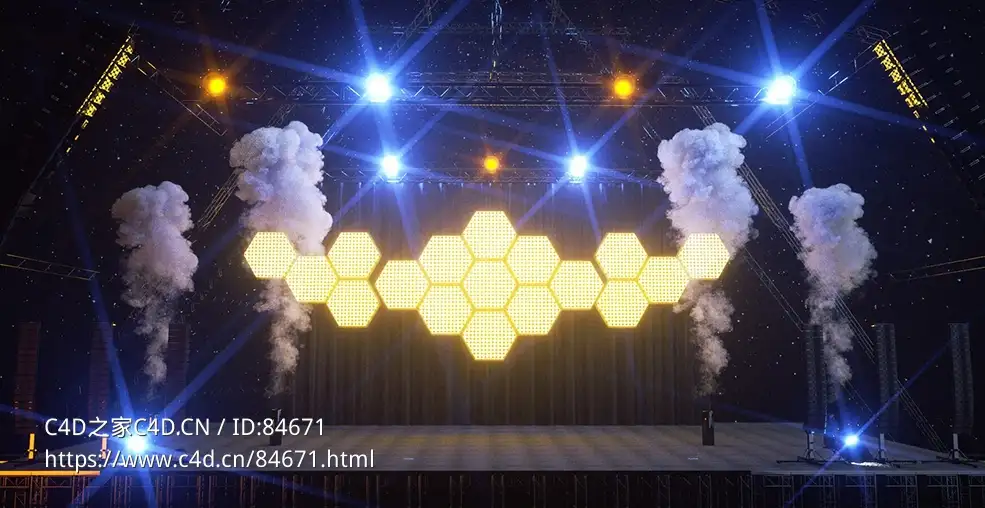 带烟雾的3D音乐会舞台模型3D Concert Stage Model with Smoke