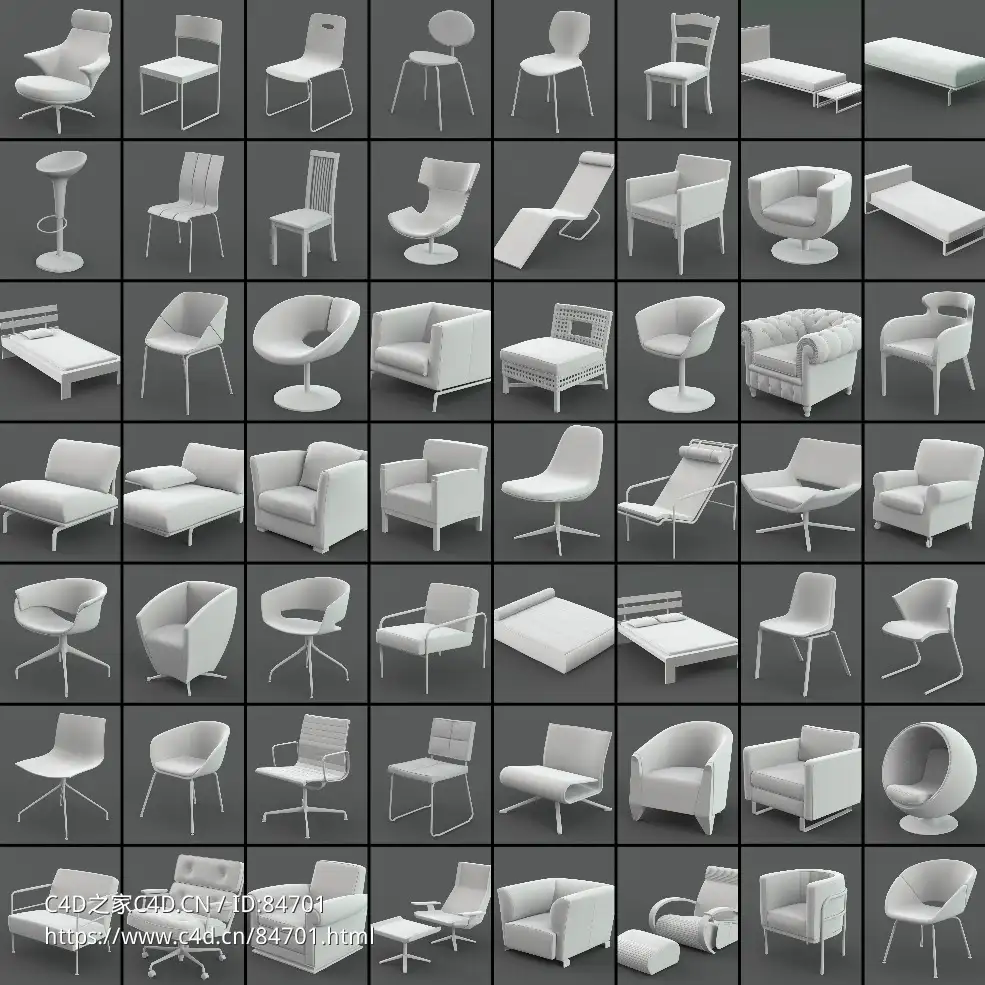 115个现代家具椅子桌子床沙发模型合集(低模/白模) - C4D之家 - puzzle.jpg