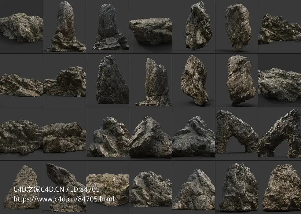 63个真实四季四头岩石模型合集3D Rocks Collection Vol. 1-3 and Cliffmaker